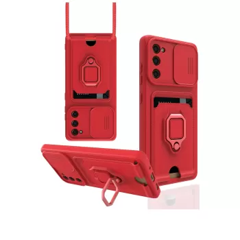 Newface Samsung Galaxy S20 FE Kılıf Zuma Kartvizitli Yüzüklü Silikon - Kırmızı