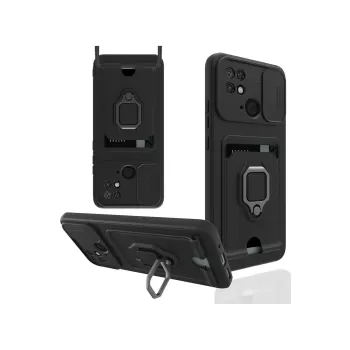 Newface Xiaomi Redmi 10C Kılıf Zuma Kartvizitli Yüzüklü Silikon - Siyah