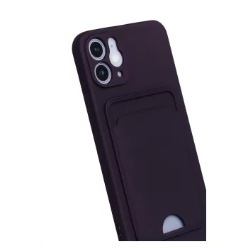 Newface iPhone 12 Kılıf Kelvin Kartvizitli Silikon - Derin Mor