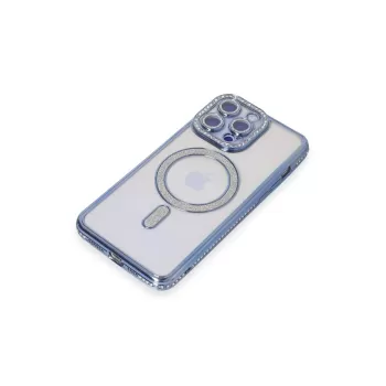 Newface iPhone 15 Pro Kılıf Joke Simli Magneticsafe Kılıf - Mavi