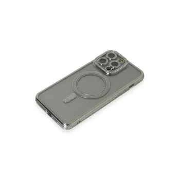 Newface iPhone 15 Pro Kılıf Joke Simli Magneticsafe Kılıf - Gri