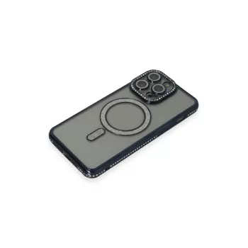 Newface iPhone 15 Pro Kılıf Joke Simli Magneticsafe Kılıf - Lacivert