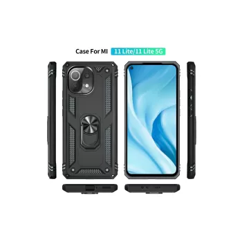 Newface Xiaomi Mİ 11 Lite Kılıf Sofya Yüzüklü Silikon Kapak - Siyah