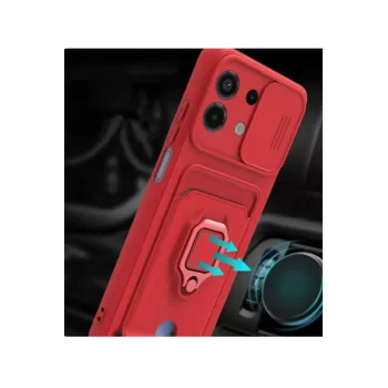 Newface Xiaomi Redmi Note 13 4G Kılıf Zuma Kartvizitli Yüzüklü Silikon - Siyah