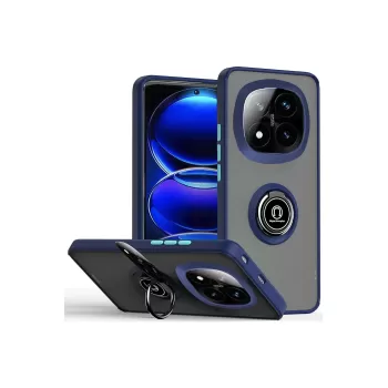 Newface Xiaomi Redmi Note 14 Pro 4G Kılıf Montreal Yüzüklü Silikon Kapak - Lacivert