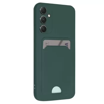 Newface Samsung Galaxy A16 5G Kılıf Kelvin Kartvizitli Silikon - Koyu Yeşil