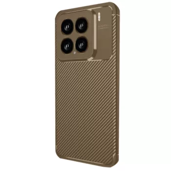 Newface Xiaomi Mi 15 Kılıf Auto Focus Karbon Kapak - Kahverengi