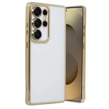 Newface Samsung Galaxy S25 Ultra Kılıf Razer Lensli Silikon - Gold