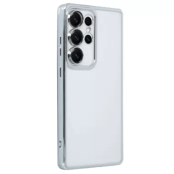 Newface Samsung Galaxy S25 Ultra Kılıf Razer Lensli Silikon - Gümüş