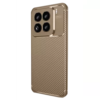 Newface Xiaomi Mi 15 Pro Kılıf Auto Focus Karbon Kapak - Kahverengi