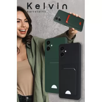 Newface Samsung Galaxy A16 5G Kılıf Kelvin Kartvizitli Silikon - Açık Yeşili