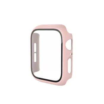 Newface Apple Watch 44mm Camlı Kasa Ekran Koruyucu - Pembe