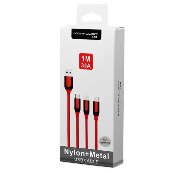 Konfulon S51 Lightning Kablo iphone Uyumlu 1M 3A - Kırmızı
