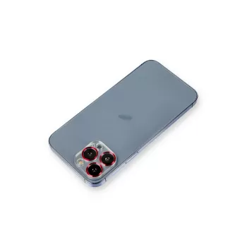 Newface iPhone 12 Pro Max Metal Kamera Lens Koruma Cam - Kırmızı