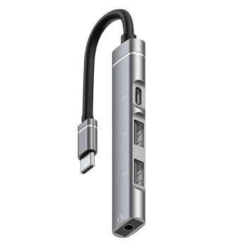 ALLY 4in1 Type-C+3.5mm+USB Girişli Çoğaltıcı Adaptör Çevirici Hub-(5775)
