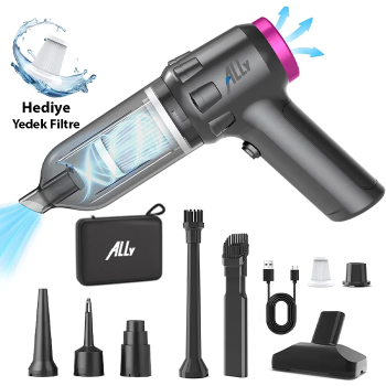 ALLY 14000pa Güçlü Portatif 2 Kademeli Tasinabilir Vakumlu Kablosuz Üflemeli Mini Araç Süpürgesi SW-103-(5775)