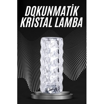 Kristal Lamba Masa Lambası Şarjlı Masa Lambası Dokunmatik Sensör Usb Şarjlı