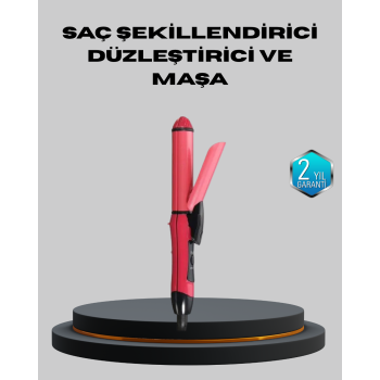 5 Kademeli Seramik Saç Düzleştirici – Düz ve Kıvırcık Mod 26 mm Plaka Profesyonel Saç Şekillendirme