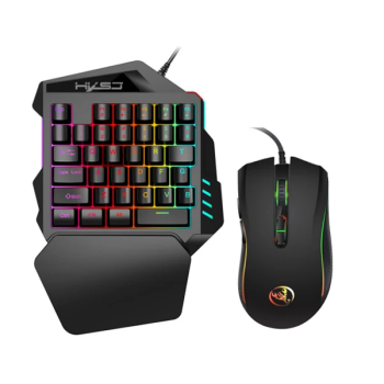 HXSJ V100+ A869 Gaming 7200 DPI 7  RGB ışıklı Oyuncu Klavye+Oyuncu Mouse-(5775)