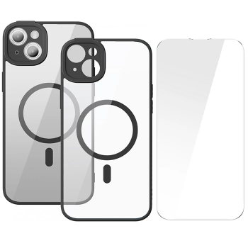 Baseus Frame Series iPhone 14 6.1 Kamera Koruyuculu Magsafe Kılıf + Tempered Ekran Koruyucu Set-(5775)