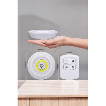 Led Lamba 3lü Uzaktan Kumandalı Yapışkanlı Beyaz Işık