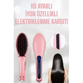 Fön Etkili Saç Düzleştirici Tarak Yıpranma Karşıtı Döner Kablo Isı Ayarlı