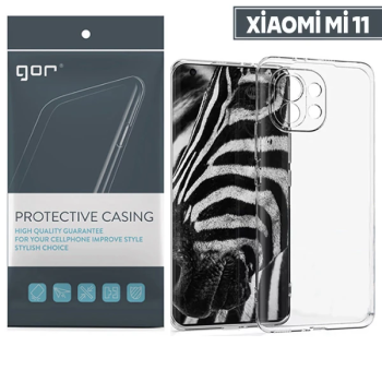 GOR Xiaomi Mi 11 Kılıf Kamera Korumalı Şeffaf Silikon Kılıf-(5775)