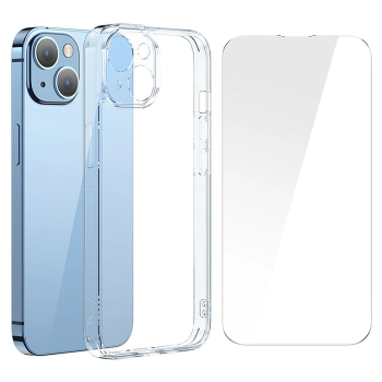 Baseus SuperCeramic Series iPhone 14 6.1 Koruyucu Cam Kılıf + Full Tempered Ekran Koruyucu Set-(5775)