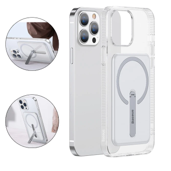 Baseus iPhone 13 Pro 6.1inç Manyetik Magsafe Standlı Silikon Kılıf-(5775)