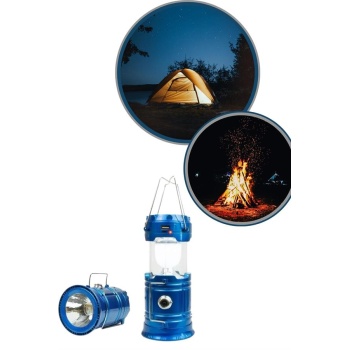 Büyük Boy Güneş Enerjili Kamp Feneri Işıldak Lamba USB Şarjlı