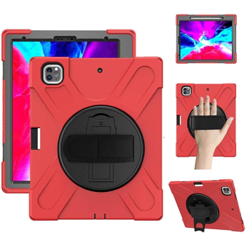 İPad Pro 12.9-inch (2021)-(2020) Kılıf Kalem Yerli 3 Katmanlı Standlı Zırh Kılıf-Shockproof-(5775)