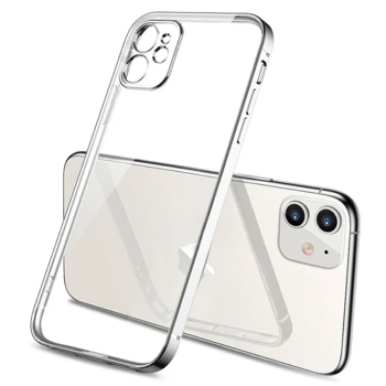 iPhone 11 6.1inç Renkli Kenar Şeffaf Kılıf Kamera Korumalı Silikon Kılıf-(5775)