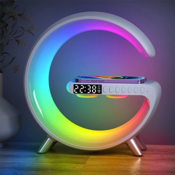 Ally 15W Kablosuz Şarj Standlı Bluetooth hoparlör RGB Gece Lambası-(5775)