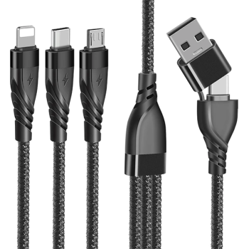 ALLY 3in1 Type-C + USB To Lightning + Type-c + Micro Usb Şarj ve Data Kablosu-(5775)