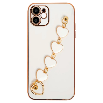 Ally iPhone 11 6.1inç Kılıf Kalp Bileklik Tutuculu Lüx Silikon Askılı Kılıf-(5775)