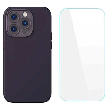 Baseus Liquid Silica iPhone 14 Pro Silikon Kılıf + Tempered Ekran Koruyucu Set-(5775)