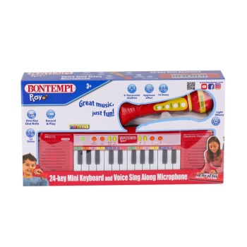4002120  Elektronik Mikrofonlu Org 24 Tuş Kırmızı -