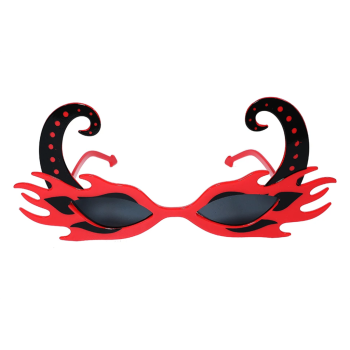 Siyah Boynuzlu Kırmızı Renk Alevli Parti Gözlüğü 21x10cm