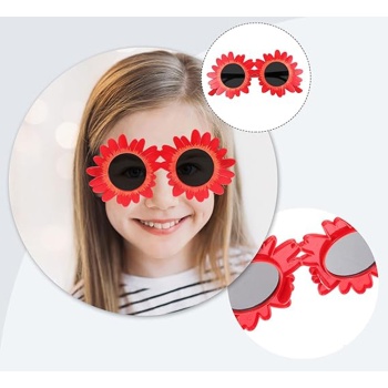 Kırmızı Renk Papatya Şekilli Parti Gözlüğü 18x10cm