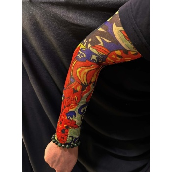 Giyilebilir Kol Dövmesi Çorap Dövme 3D Baskılı Kol Bacak Dövme 2 Adet Model 4