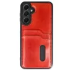 Newface Samsung Galaxy A55 5G Kılıf Sara Kartvizitli Deri Kılıf - Kırmızı