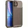Newface iPhone 11 Kılıf Auto Focus Karbon Kapak - Kahverengi