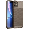 Newface iPhone 11 Kılıf Auto Focus Karbon Kapak - Kahverengi
