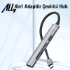 ALLY 4in1 Type-C+3.5mm+USB Girişli Çoğaltıcı Adaptör Çevirici Hub-(5775)