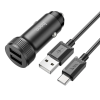 HOCO Z49 Çift USB Girişli Araç Şarj Başlık + USB To Type-C Kablo-(5775)