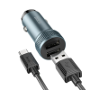HOCO Z49 Çift USB Girişli Araç Şarj Başlık + USB To Type-C Kablo-(5775)