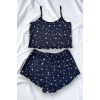 Yıldız Desenli Lacivert Şortlu Pijama Takımı