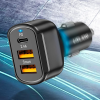 USLİON 30W 2 USB + Type-C Girişli QC3.0 Hızlı Araç Çakmaklık Şarjı-(5775)