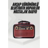 Nostalji Radyo Bluetooth Hoparlör USB-SD Kart Giriş Led Fener Işıklı Bataryalı Pilli