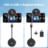 USB+Type-C Apple Kablosuz Wireless Carplay Adaptör Çevirici -Youtube Netflix Tiktok Video Yansıtıcı-(5775)